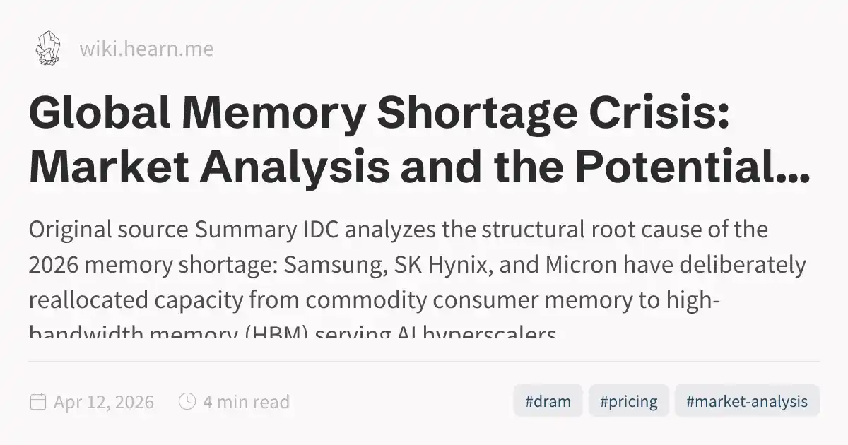Global Memory Shortage Crisis: Market Analysis and the Potential Impact ...
